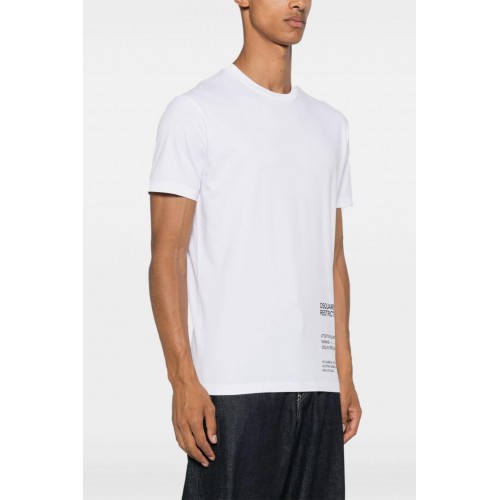 TRICOU DSQUARED2, Restricted Area Print, Alb, Cool Fit TRICOU DSQUARED2, Restricted Area Print, Alb, Cool Fit