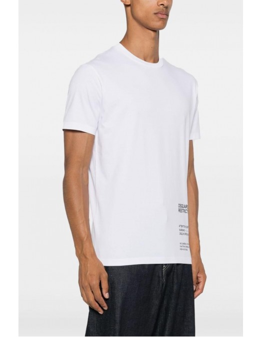 TRICOU DSQUARED2, Restricted Area Print, Alb, Cool Fit - S71GD1451D20020100