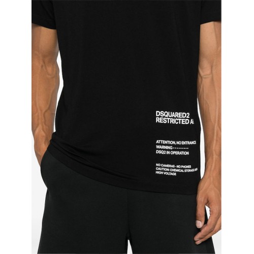 TRICOU DSQUARED2, Restricted Area Print, Negru, Cool Fit TRICOU DSQUARED2, Restricted Area Print, Negru, Cool Fit