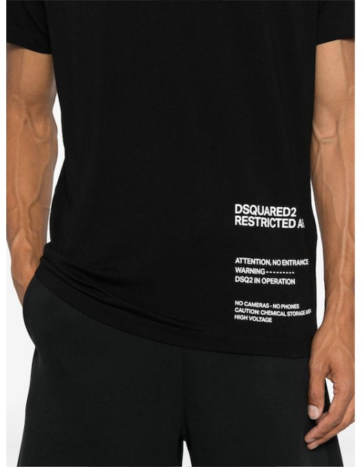 TRICOU DSQUARED2, Restricted Area Print, Negru, Cool Fit - S71GD1451D20020900 TRICOU DSQUARED2, Restricted Area Print, Negru, Cool Fit - S71GD1451D20020900