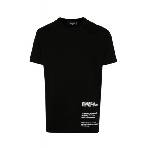 TRICOU DSQUARED2, Restricted Area Print, Negru, Cool Fit TRICOU DSQUARED2, Restricted Area Print, Negru, Cool Fit