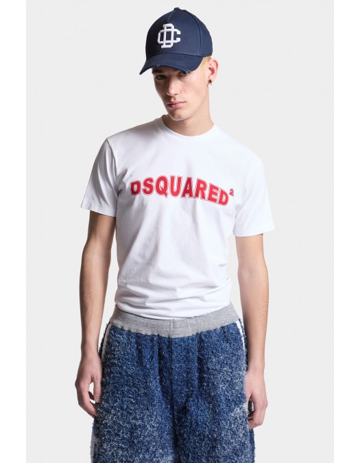 Tricou DSQUARED2, Cool/Slim Fit, Logo Insert, White - S71GD1452D20020100