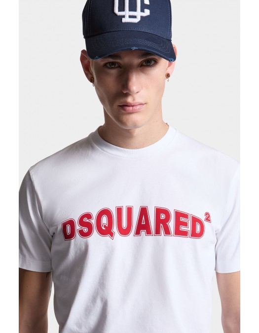 Tricou DSQUARED2, Cool/Slim Fit, Logo Insert, White - S71GD1452D20020100