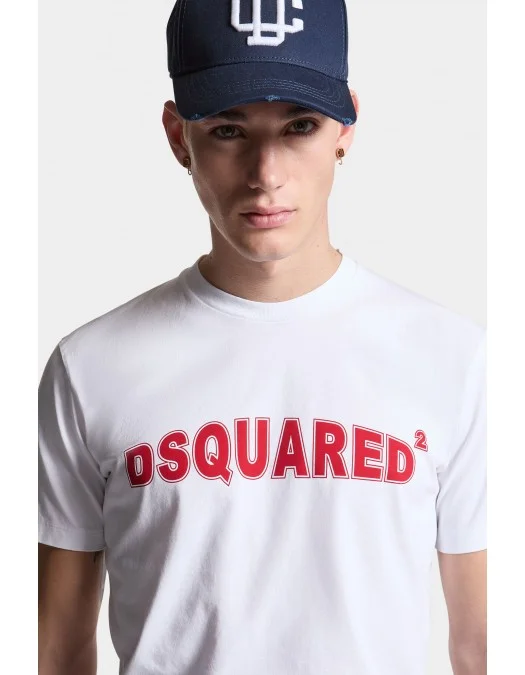 Tricou DSQUARED2, Cool/Slim Fit, Logo Insert, White - S71GD1452D20020100 Tricou DSQUARED2, Cool/Slim Fit, Logo Insert, White - S71GD1452D20020100