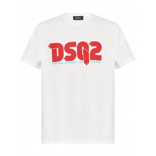 Tricou DSQUARED2, Regular Fit, White, Leaf Logo Tricou DSQUARED2, Regular Fit, White, Leaf Logo