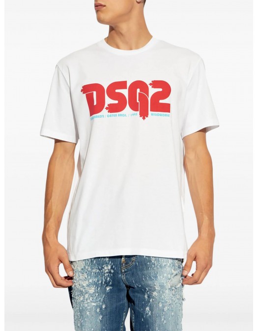 Tricou DSQUARED2, Regular Fit, White, Leaf Logo - S71GD1455D20020100