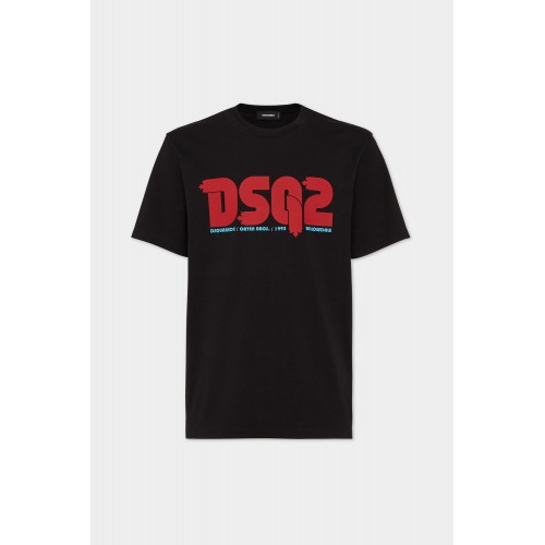 Tricou DSQUARED2, Regular Fit, Black, Leaf Logo Tricou DSQUARED2, Regular Fit, Black, Leaf Logo