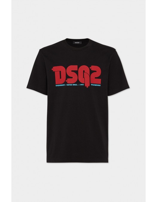 Tricou DSQUARED2, Regular Fit, Black, Leaf Logo - S71GD1455D20020900