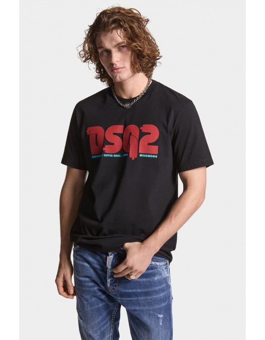 Tricou DSQUARED2, Regular Fit, Black, Leaf Logo - S71GD1455D20020900