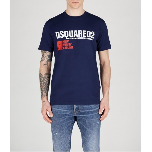 Tricou DSQUARED2, Cool Fit, Keep Moving Around, White Logo