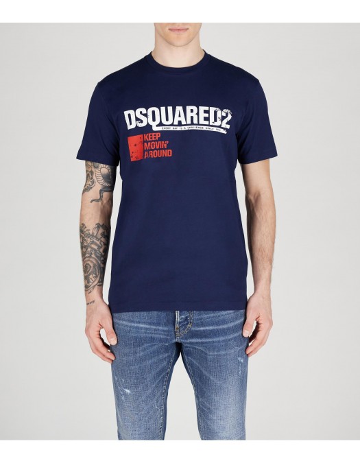 Tricou DSQUARED2, Cool Fit, Keep Moving Around, White Logo - S71GD1462S24662470