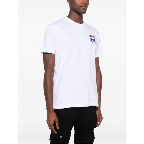 Tricou DSQUARED2, Logo Insert Leaf, White, Slim Fit Tricou DSQUARED2, Logo Insert Leaf, White, Slim Fit