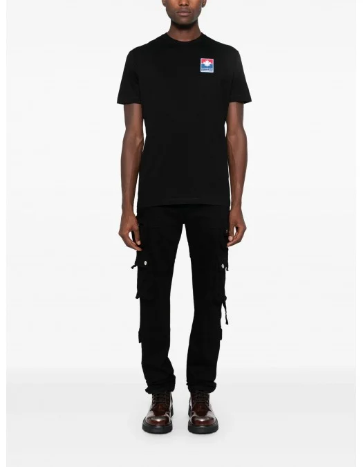 Tricou DSQUARED2, Logo Insert Leaf, Black - S71GD1469S23009900 Tricou DSQUARED2, Logo Insert Leaf, Black - S71GD1469S23009900