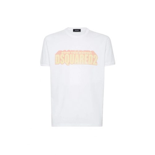 Tricou DSQUARED2, Dyed Very Very Dan Fit Slogan, White Tricou DSQUARED2, Dyed Very Very Dan Fit Slogan, White