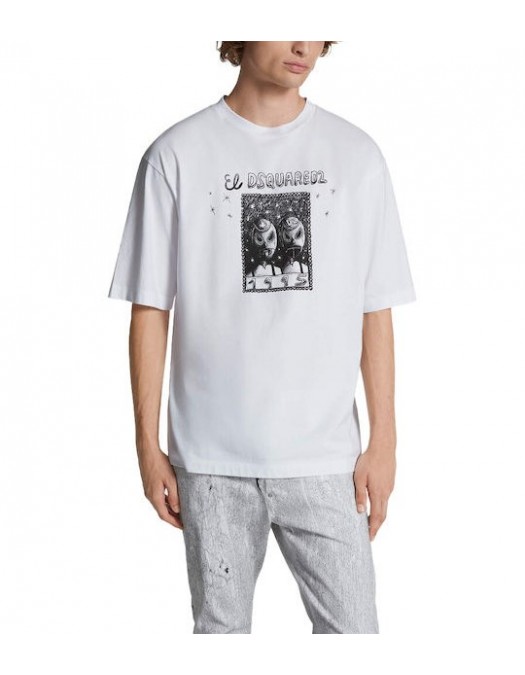Tricou DSQUARED2, Graphic Print, Mask, White - S71GD1538D20020100 Tricou DSQUARED2, Graphic Print, Mask, White - S71GD1538D20020100