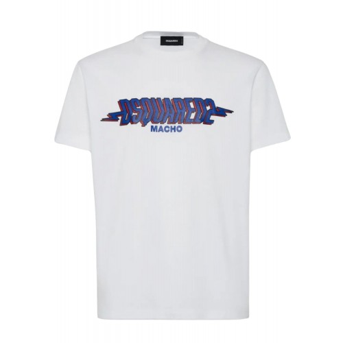 Tricou DSQUARED2, Wash Cool Fit Macho, White, Slim Fit Tricou DSQUARED2, Wash Cool Fit Macho, White, Slim Fit