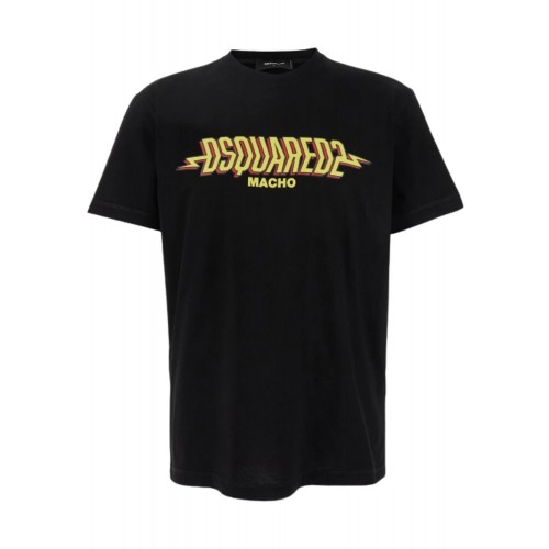 Tricou DSQUARED2, Wash Cool Fit Macho, Slim Fit, Negru Tricou DSQUARED2, Wash Cool Fit Macho, Slim Fit, Negru