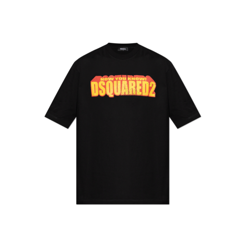 Tricou DSQUARED2, Wash Loose Fit Slogan, Black Tricou DSQUARED2, Wash Loose Fit Slogan, Black