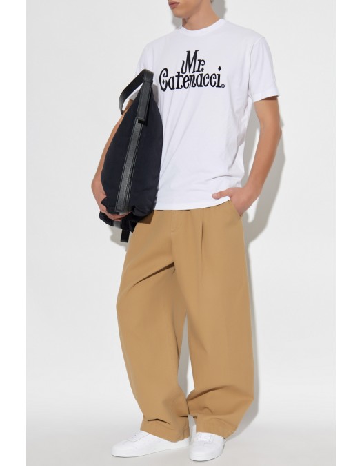 TRICOU DSQUARED2, Mr Catenacci Front Print, Regular Fit, Alb - S71GD1580D20035100