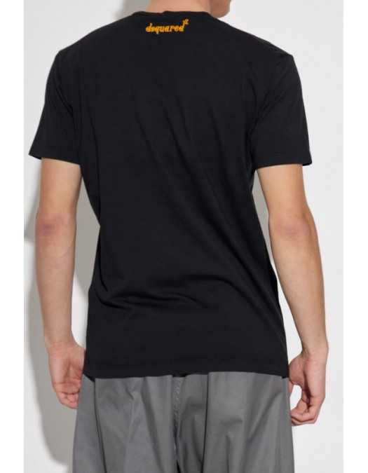 TRICOU DSQUARED2, Mr Catenacci Front Print, Regular Fit, Negru - S71GD1580D20035900