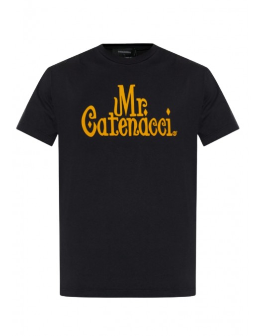 TRICOU DSQUARED2, Mr Catenacci Front Print, Regular Fit, Negru - S71GD1580D20035900