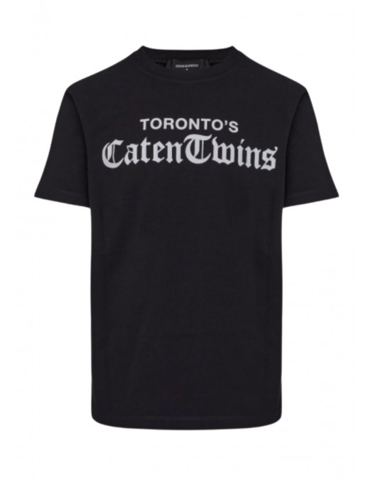 TRICOU DSQUARED2, Toronto's Caten Twins print, Negru, Loose Fit - S71GD1586D20020900 TRICOU DSQUARED2, Toronto's Caten Twins print, Negru, Loose Fit - S71GD1586D20020900