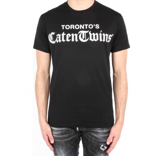TRICOU DSQUARED2, Toronto's Caten Twins print, Negru, Loose Fit  TRICOU DSQUARED2, Toronto's Caten Twins print, Negru, Loose Fit