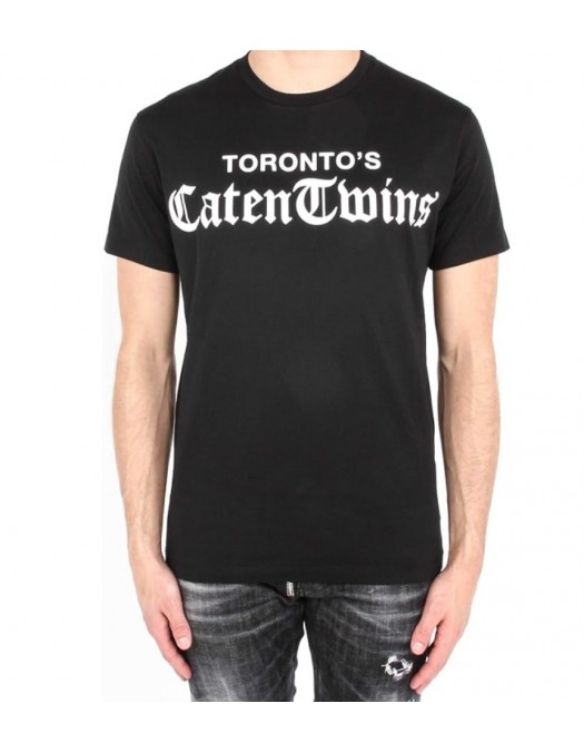 TRICOU DSQUARED2, Toronto's Caten Twins print, Negru, Loose Fit - S71GD1586D20020900 TRICOU DSQUARED2, Toronto's Caten Twins print, Negru, Loose Fit - S71GD1586D20020900