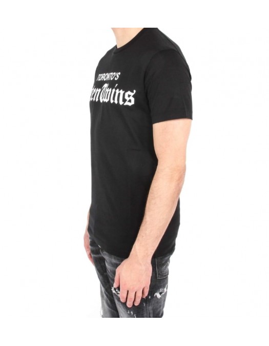 TRICOU DSQUARED2, Toronto's Caten Twins print, Negru, Loose Fit - S71GD1586D20020900 TRICOU DSQUARED2, Toronto's Caten Twins print, Negru, Loose Fit - S71GD1586D20020900