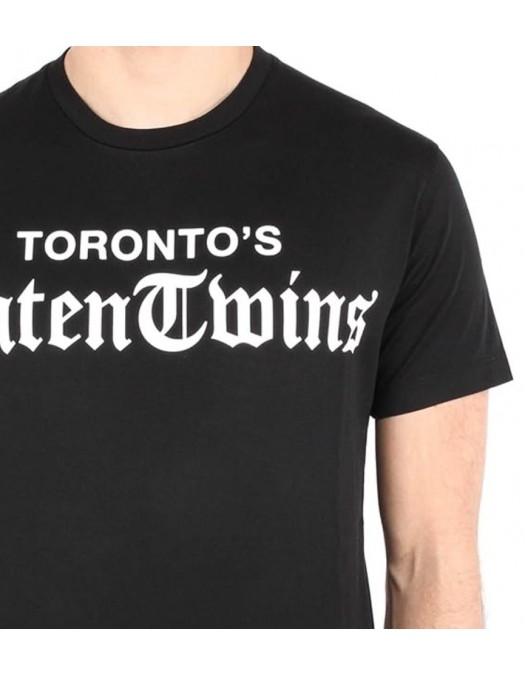 TRICOU DSQUARED2, Toronto's Caten Twins print, Negru, Loose Fit - S71GD1586D20020900 TRICOU DSQUARED2, Toronto's Caten Twins print, Negru, Loose Fit - S71GD1586D20020900