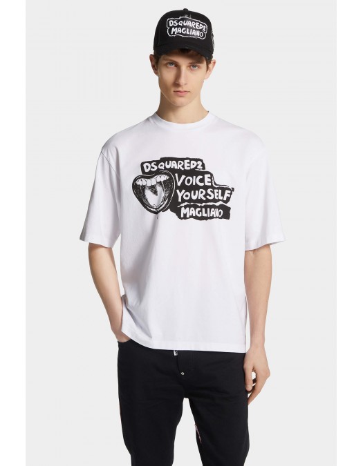 Tricou DSQUARED2, Magliano x D2 Loose Fit Txshirt, Alb - S71GD1596D20020100