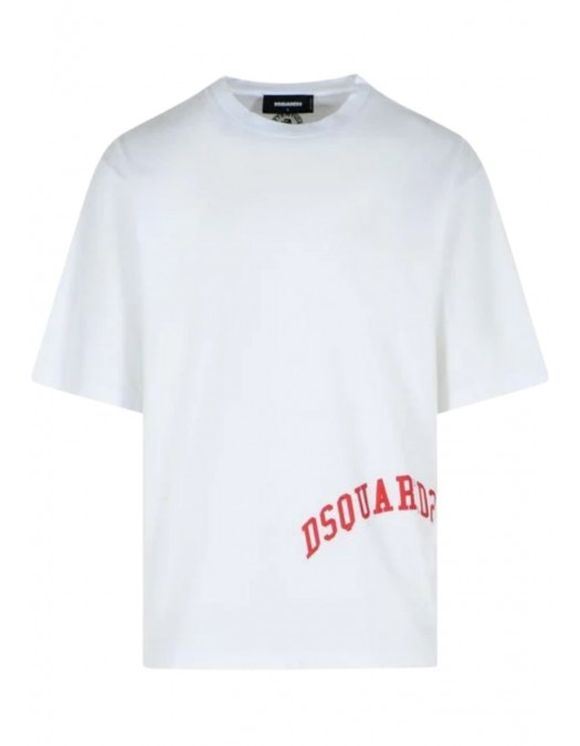 TRICOU DSQUARED, Logo-Print T-shirt , Loose Fit, Alb - S71GD1601D20035101