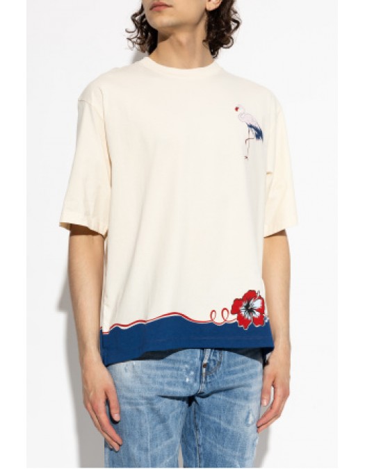 Tricou DSQUARED2,  cream T-shirt with print - S71GD1644D20020103