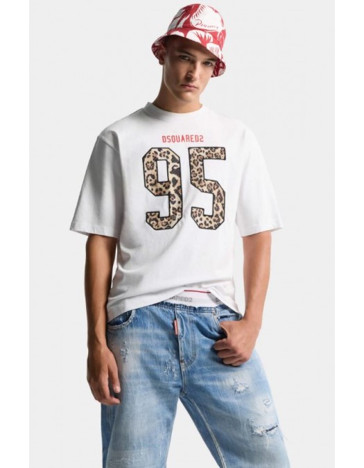 Tricou DSQUARED2, Wild2 Loose Fit T-Shirt, Alb - S71GD1649D20033100