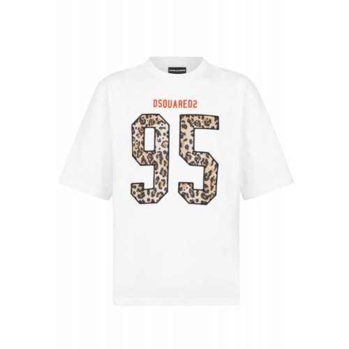 Tricou DSQUARED2, Wild2 Loose Fit T-Shirt, Alb