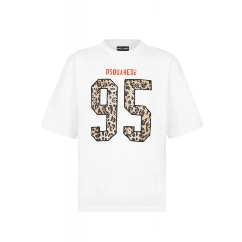 Tricou DSQUARED2, Wild2 Loose Fit T-Shirt, Alb
