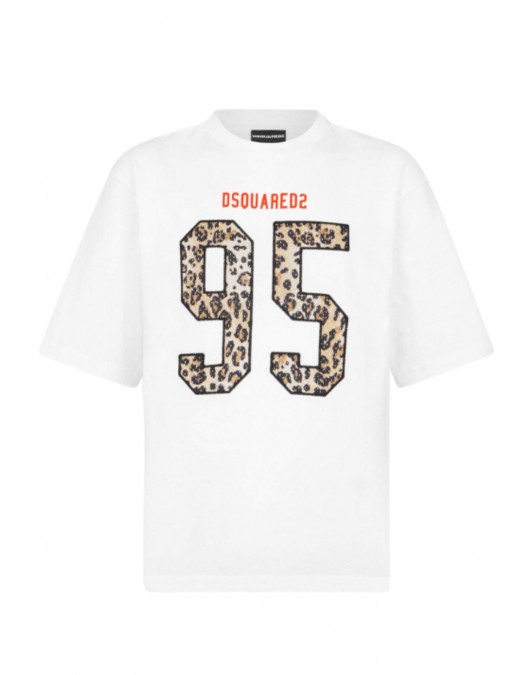 Tricou DSQUARED2, Wild2 Loose Fit T-Shirt, Alb - S71GD1649D20033100
