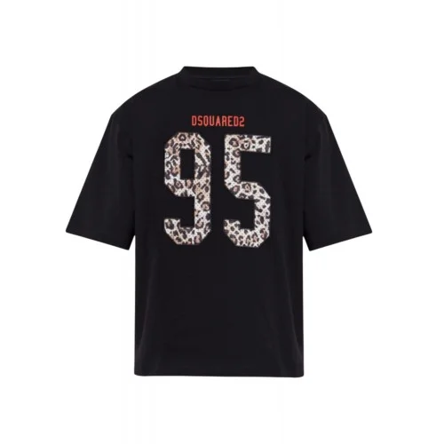 Tricou DSQUARED2, Wild2 Loose Fit T-Shirt, Negru