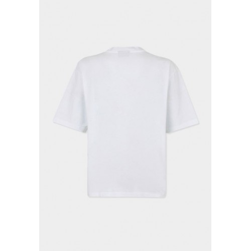 Tricou DSQUARED2, Rebel Tags Loose Fit T-Shirt, Alb