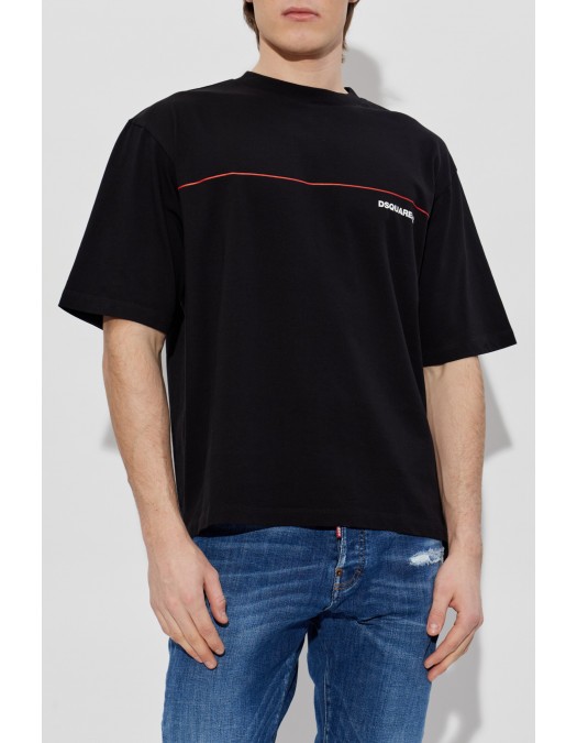 Tricou DSQUARED2, Dsquared2 Tape Loose Fit T-Shirt, Negru - S71GD1653D20033900