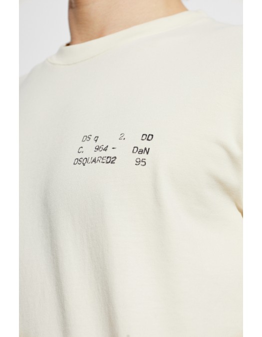 Tricou DSQUARED2, 95 Print, Regular Fit T-Shirt, Cream - S71GD1660D20033103