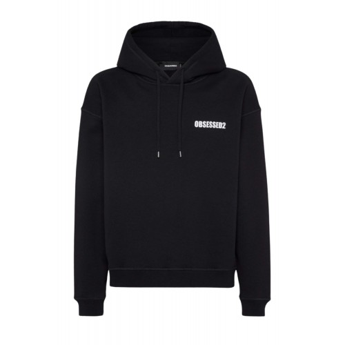 HANORAC DSQUARED2, Obsessed2 Print, Relaxed Fit, Negru HANORAC DSQUARED2, Obsessed2 Print, Relaxed Fit, Negru