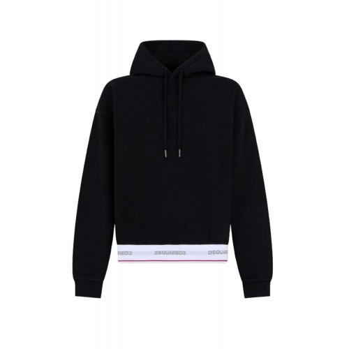Hanorac DSQUARED2, Tape Relax Fit Hoodie, Negru