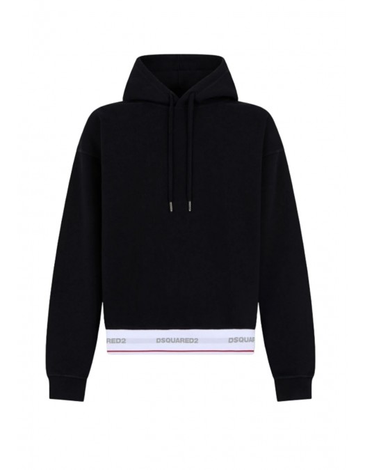 Hanorac DSQUARED2, Tape Relax Fit Hoodie, Negru - S71GU0768D25028900