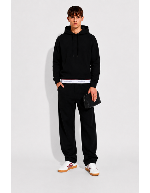 Hanorac DSQUARED2, Tape Relax Fit Hoodie, Negru - S71GU0768D25028900