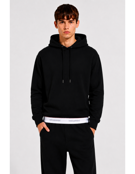 Hanorac DSQUARED2, Tape Relax Fit Hoodie, Negru - S71GU0768D25028900