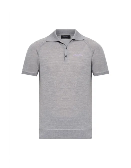 Tricou DSQUARED2, Polo Design, Logo Insert, Grey - S71HA1366D13117132 Tricou DSQUARED2, Polo Design, Logo Insert, Grey - S71HA1366D13117132