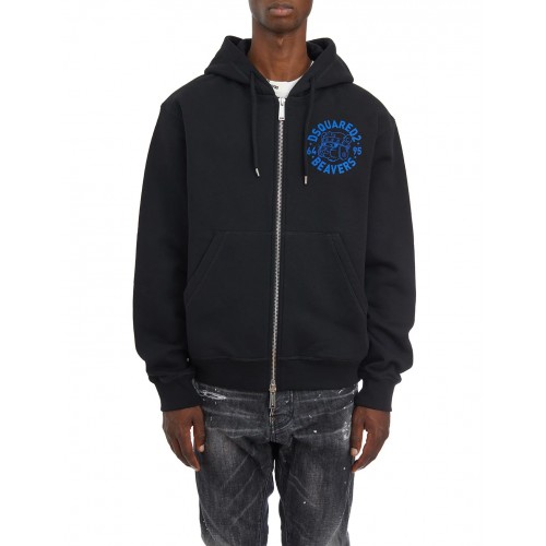 Hanorac DSQUARED2, Logo Printed Zip-Up, Black Hanorac DSQUARED2, Logo Printed Zip-Up, Black