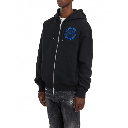 Hanorac DSQUARED2, Logo Printed Zip-Up, Black Hanorac DSQUARED2, Logo Printed Zip-Up, Black