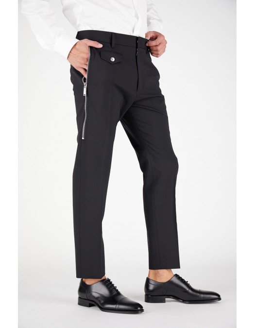 Pantaloni DSQUARED2, Cu fermoare metalice, Negru - S71KB0354S40320900 Pantaloni DSQUARED2, Cu fermoare metalice, Negru - S71KB0354S40320900